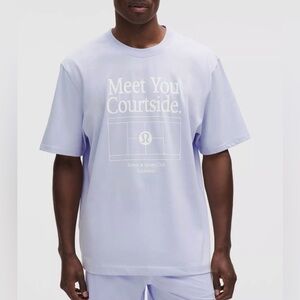 NWT Mens Lululemon Medium Heavyweight Cotton T-Shirt Graphic Tennis Serene Blue